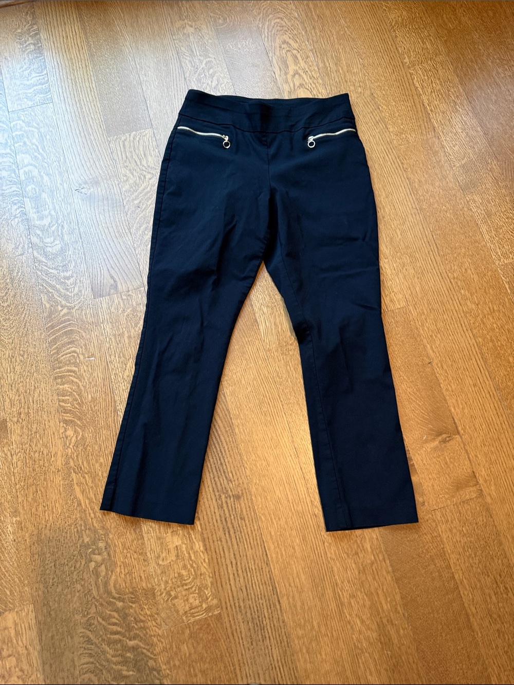 INC International Concepts Black Straight Leg Pants with Silver Zippers